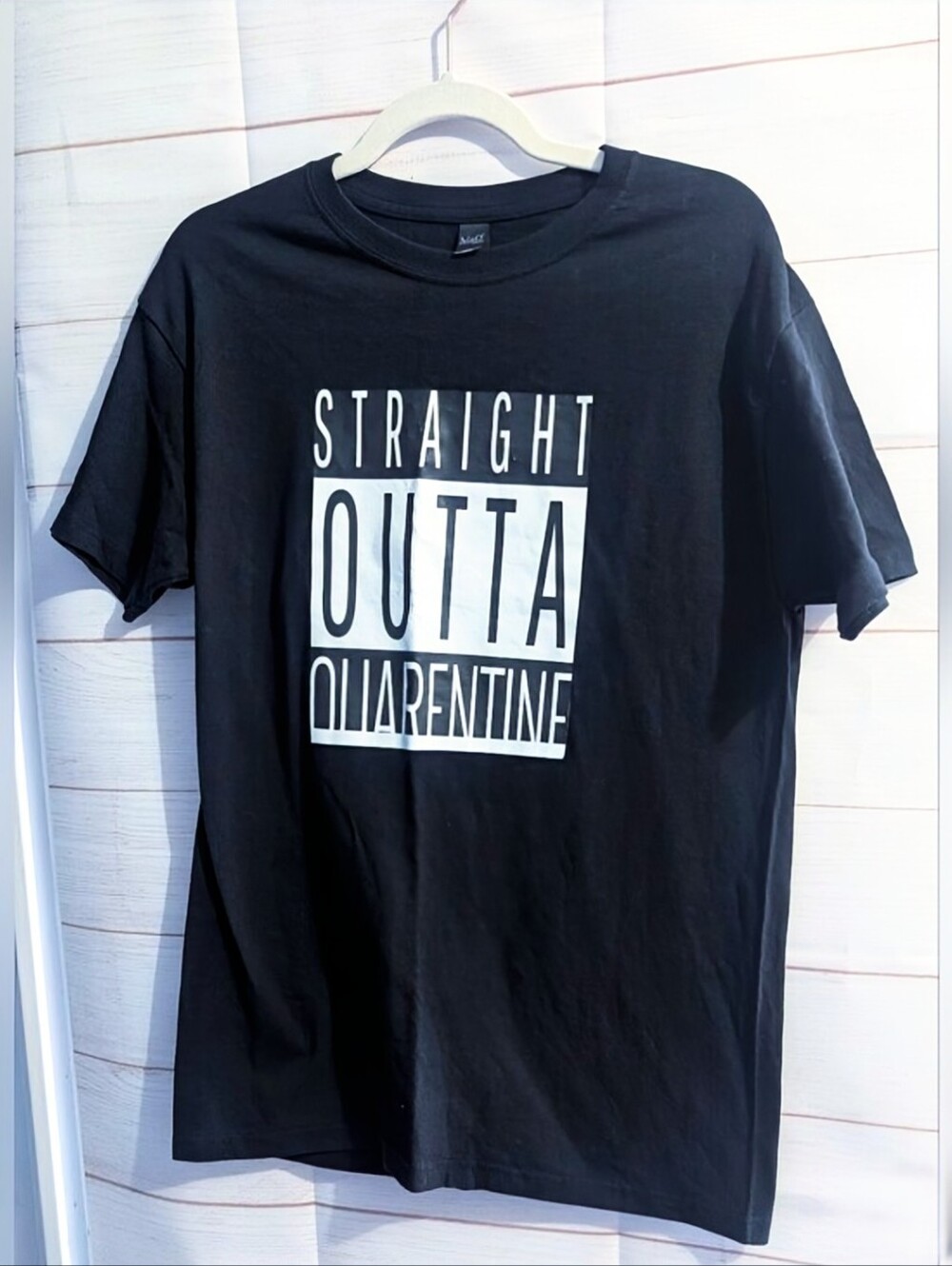 2020 Nostalgia Black "Straight Outta Quarantine" Graphic Tee - Men Size Medium